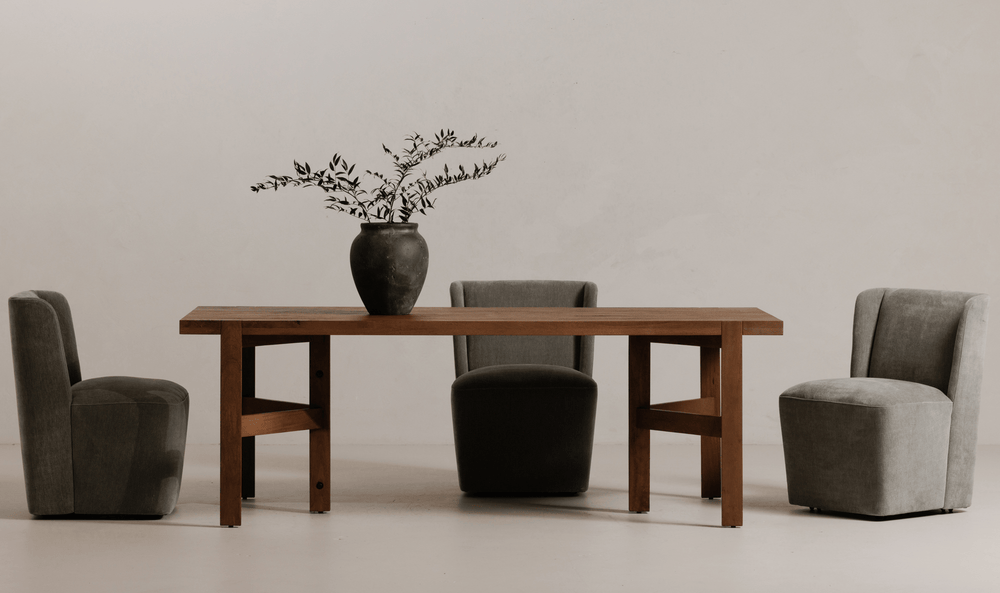 Cormac Rolling Dining Chair in Slate Blue