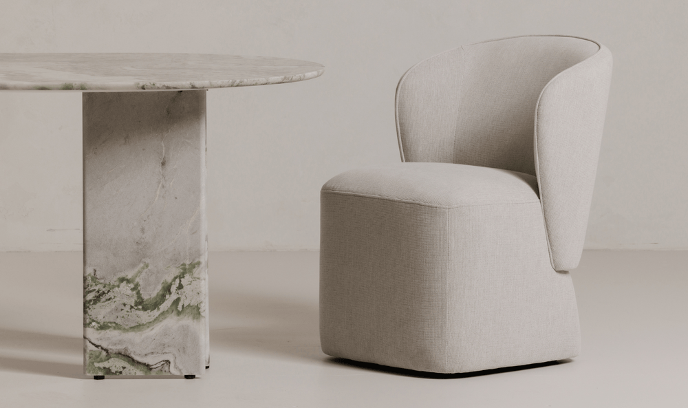 Larson Rolling Dining Chair in Feather Grey