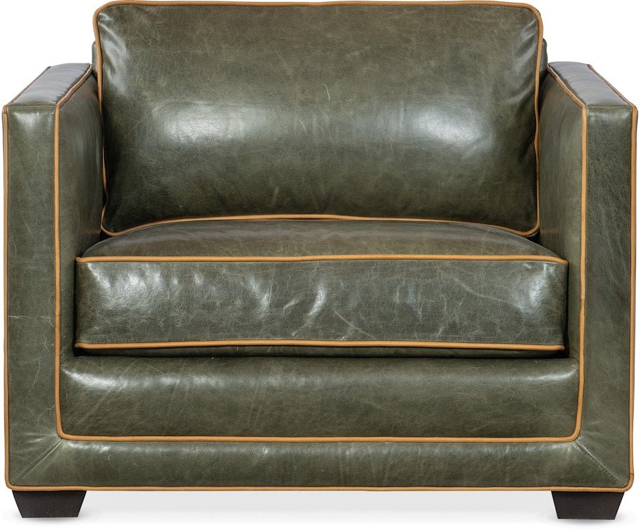 Raine Track Arm Leather Chair – Green Aniline Statement