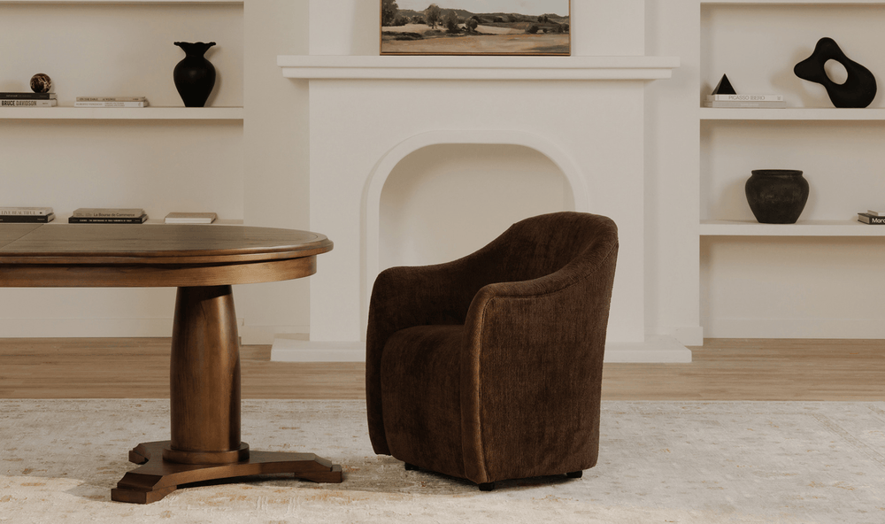 Drava Rolling Dining Chair in Chocolate