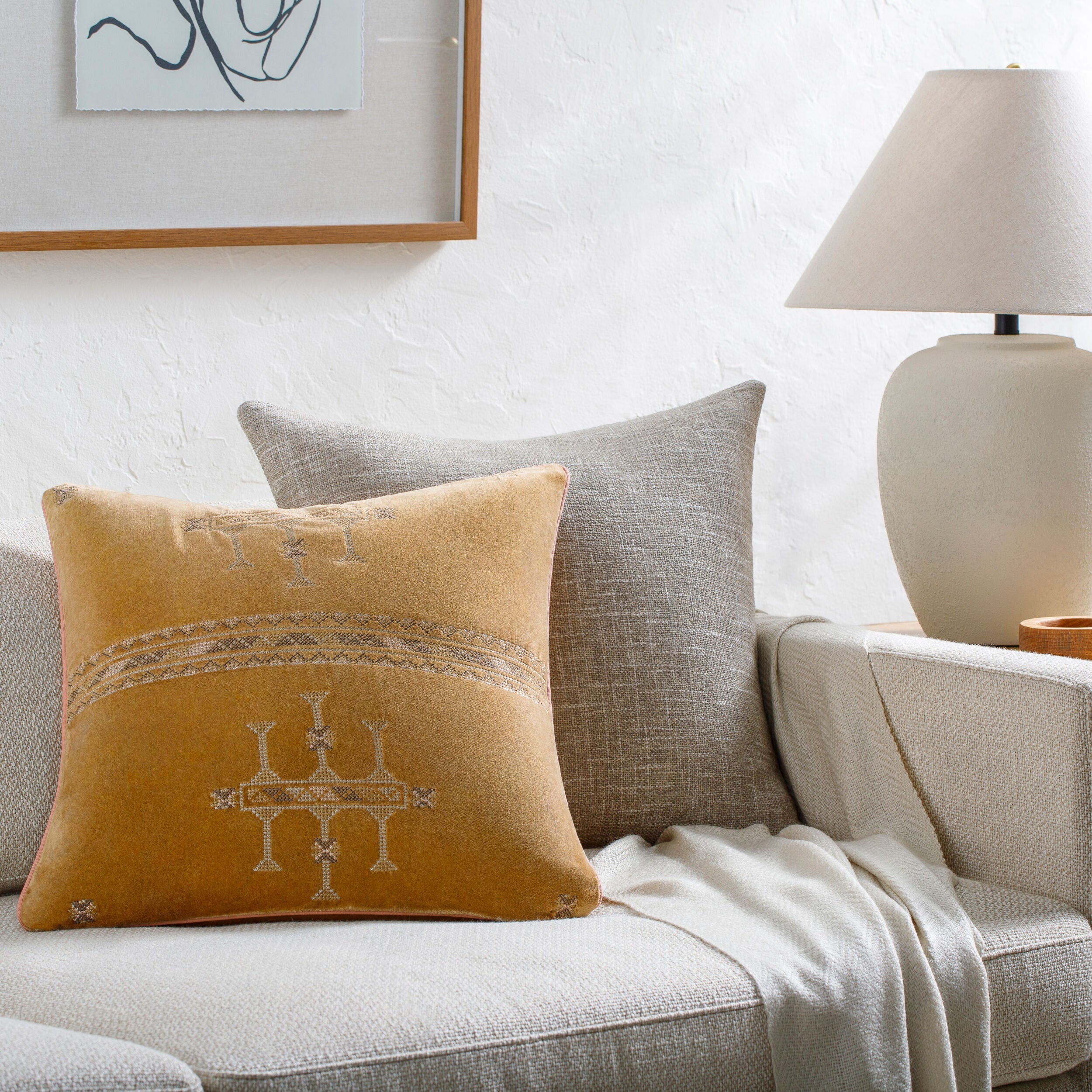 Velour Pillow in Yellow