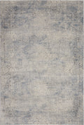 Rustic Textures Ivory Light Blue Vintage Polyester Area Rug