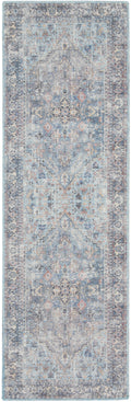 New Concept Washables Light Grey Blue Vintage Polyester Area Rug