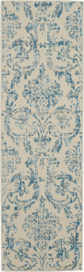 Jubilant Ivory Blue Vintage Polypropylene Area Rug