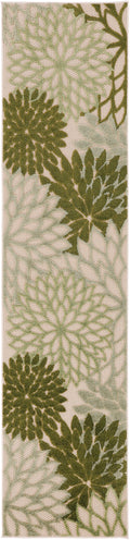 Aloha Ivory Green Tropical Polypropylene Area Rug