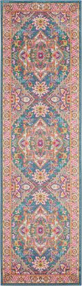 Passion Teal Multicolor Bohemian Polypropylene Area Rug