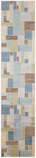 Astra Machine Washable Blue Green Multi Modern Polyester Area Rug