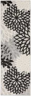 Aloha Black White Tropical Polypropylene Area Rug