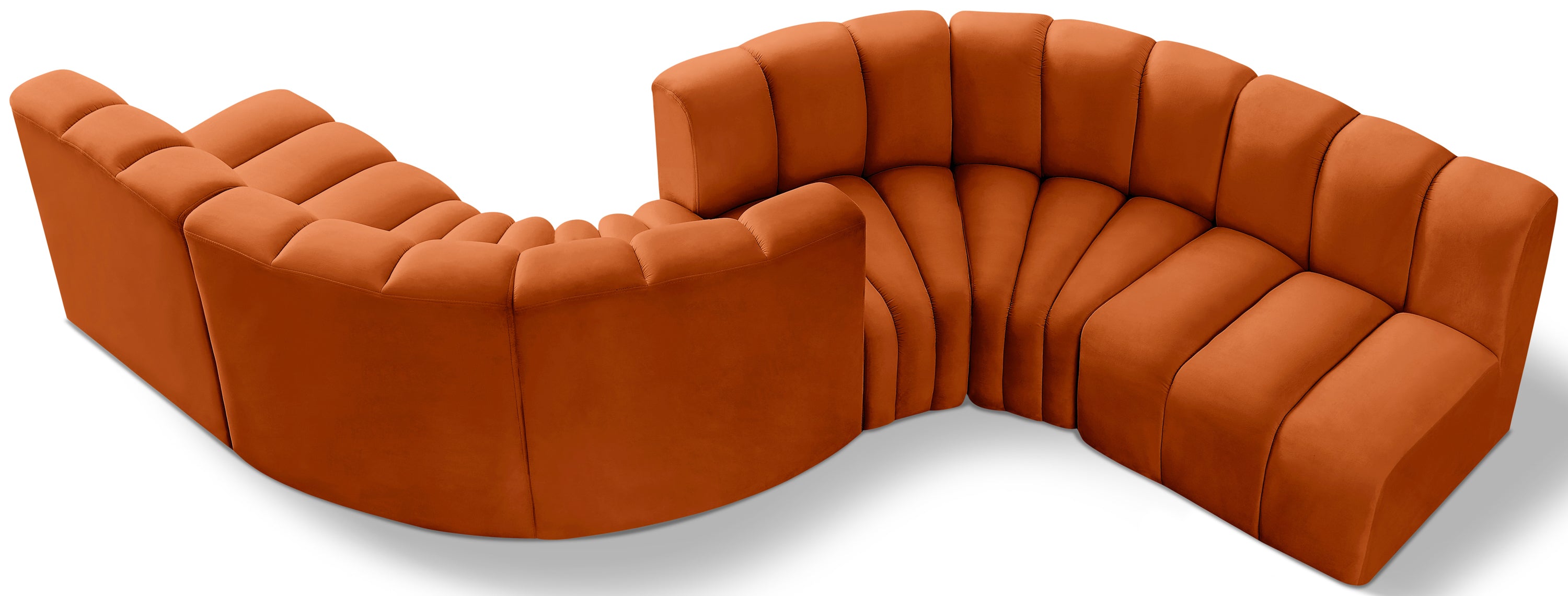 Anwen 145" Cognac Velvet Upholstered 6pc. Modular Sectional - S6D