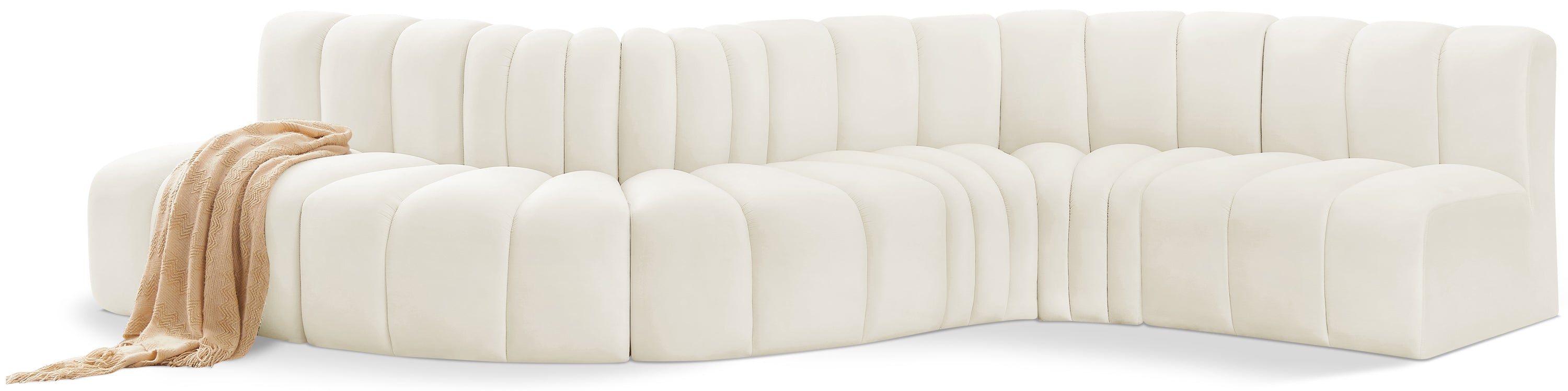 Anwen 145" Cream Velvet Upholstered 6pc. Modular Sectional - S6A