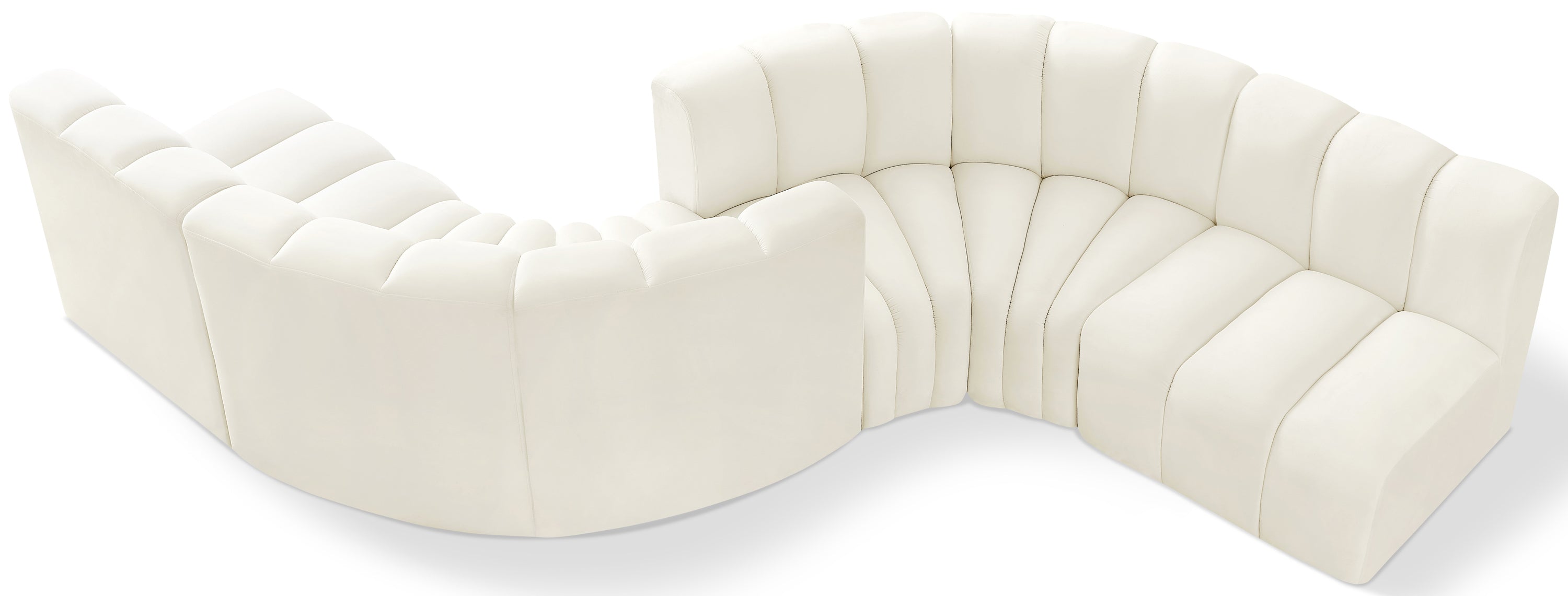 Anwen 145" Cream Velvet Upholstered 6pc. Modular Sectional - S6D