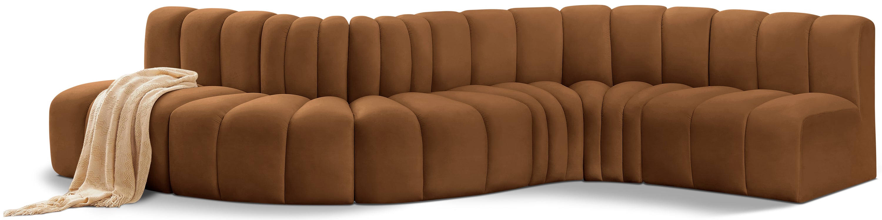 Anwen 145" Saddle Velvet Upholstered 6pc. Modular Sectional - S6A