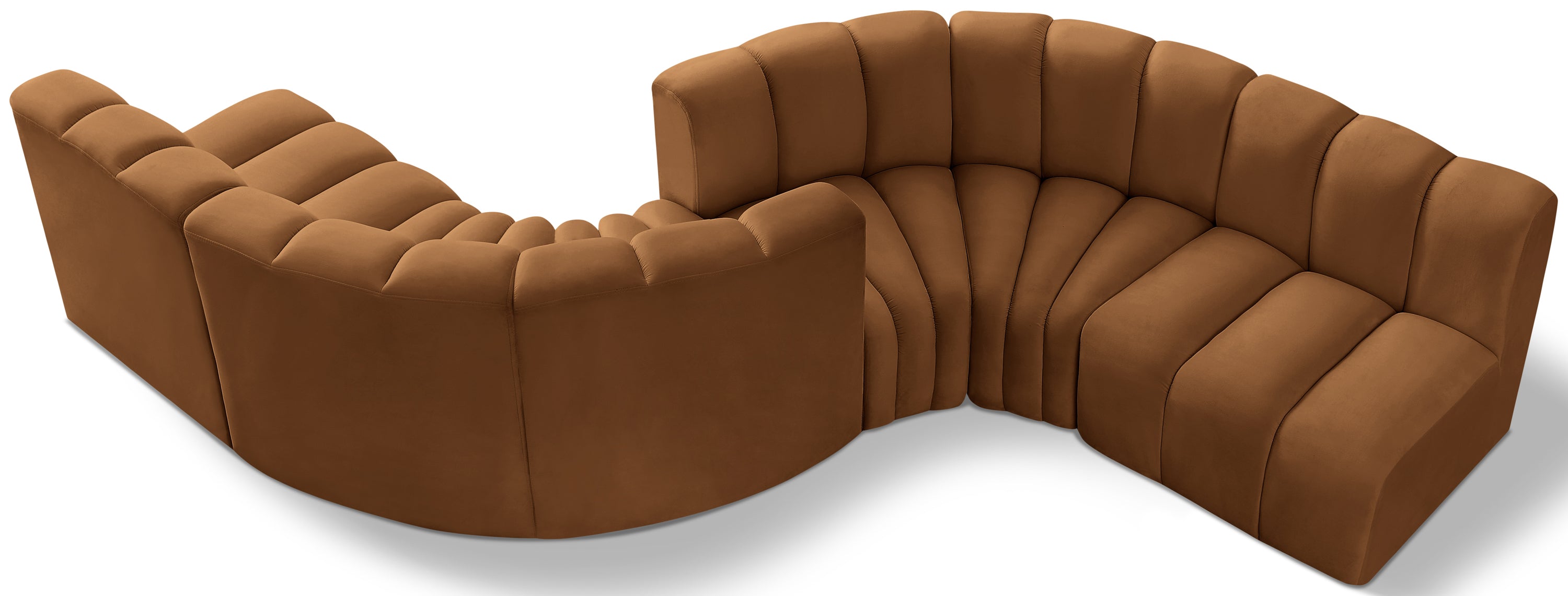 Anwen 145" Saddle Velvet Upholstered 6pc. Modular Sectional - S6D
