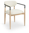 Riccio Performance Fabric Upholstered Dining Arm Chair in Cream