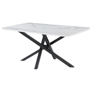 Paulita Dining Table in White and Gunmetal