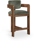 Roderick Green Velvet Upholstered Counter Stool - C