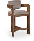 Roderick Taupe Velvet Upholstered Counter Stool - C
