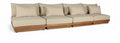 Magdalena 148" Tan Water Resistant Fabric Upholstered 4pc. Outdoor Patio Modular Sofa - S4B