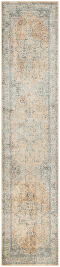 Astra Machine Washable Beige Blue Vintage Polyester Area Rug