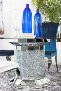 Ellie Cylinder Pedestal Glass Top Dining Table