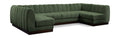 Philippa 133" Green Chenille Fabric Upholstered 6pc. Modular Sectional - Sec6A