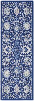 Whimsicle Navy Multicolor Farmhouse Polypropylene Area Rug