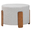 Japandi Ottoman in Grey Boucle