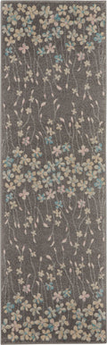 Tranquil Grey Beige Contemporary Polypropylene Area Rug