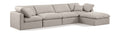 Hesperia 140" Beige Linen Textured Fabric Upholstered 5pc. Modular Sectional - Sec5A