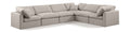 Hesperia 140" Beige Linen Textured Fabric Upholstered 6pc. Modular Sectional - Sec6A