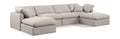 Hesperia 140" Beige Linen Textured Fabric Upholstered 6pc. Modular Sectional - Sec6B