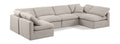 Hesperia 140" Beige Linen Textured Fabric Upholstered 6pc. Modular Sectional - Sec6D