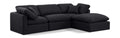 Hesperia 105" Black Linen Textured Fabric Upholstered 4pc. Modular Sectional - Sec4A