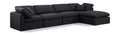 Hesperia 140" Black Linen Textured Fabric Upholstered 5pc. Modular Sectional - Sec5A