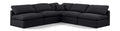 Hesperia 105" Black Linen Textured Fabric Upholstered 5pc. Modular Sectional - Sec5B