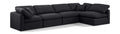 Hesperia 140" Black Linen Textured Fabric Upholstered 5pc. Modular Sectional - Sec5D