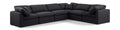 Hesperia 140" Black Linen Textured Fabric Upholstered 6pc. Modular Sectional - Sec6A
