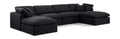 Hesperia 140" Black Linen Textured Fabric Upholstered 6pc. Modular Sectional - Sec6B