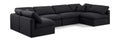 Hesperia 140" Black Linen Textured Fabric Upholstered 6pc. Modular Sectional - Sec6D