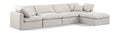 Hesperia 140" Cream Linen Textured Fabric Upholstered 5pc. Modular Sectional - Sec5A