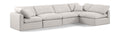 Hesperia 140" Cream Linen Textured Fabric Upholstered 5pc. Modular Sectional - Sec5D