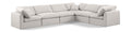 Hesperia 140" Cream Linen Textured Fabric Upholstered 6pc. Modular Sectional - Sec6A