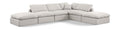 Hesperia 140" Cream Linen Textured Fabric Upholstered 6pc. Modular Sectional - Sec6E