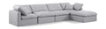 Hesperia 140" Grey Linen Textured Fabric Upholstered 5pc. Modular Sectional - Sec5A