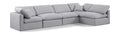 Hesperia 140" Grey Linen Textured Fabric Upholstered 5pc. Modular Sectional - Sec5D