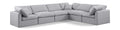 Hesperia 140" Grey Linen Textured Fabric Upholstered 6pc. Modular Sectional - Sec6A