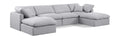 Hesperia 140" Grey Linen Textured Fabric Upholstered 6pc. Modular Sectional - Sec6B