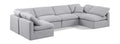 Hesperia 140" Grey Linen Textured Fabric Upholstered 6pc. Modular Sectional - Sec6D