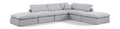 Hesperia 140" Grey Linen Textured Fabric Upholstered 6pc. Modular Sectional - Sec6E