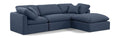 Hesperia 105" Navy Linen Textured Fabric Upholstered 4pc. Modular Sectional - Sec4A